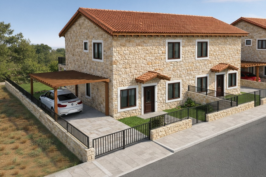 Bright 3 – Bedroom Semi-Detached House For Sale, New Built, Big garden, Souni, Limassol